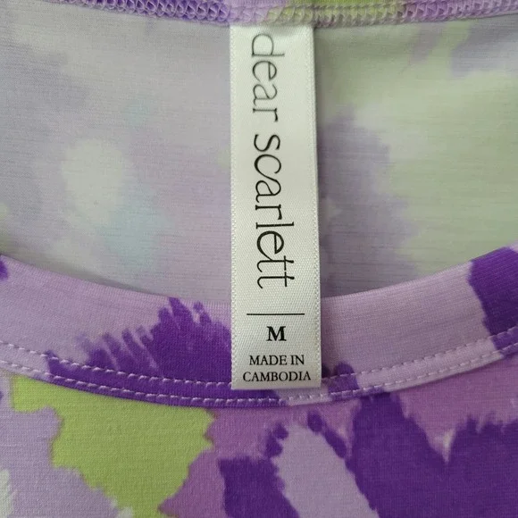 Dear‎ Scarlett Womens Top Purple Blue Green Abstract Short Dolman Sleeve Size M - Picture 3 of 9